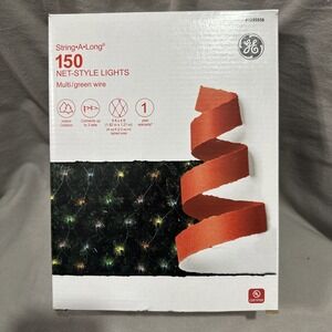 GE‎ String-A-Long 150 ct Clear Net-Style Lights 6x4 ft Green Wire NEW